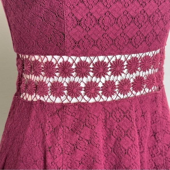 Free People burgundy skater dress with cutouts 8 - Picture 6 of 7
